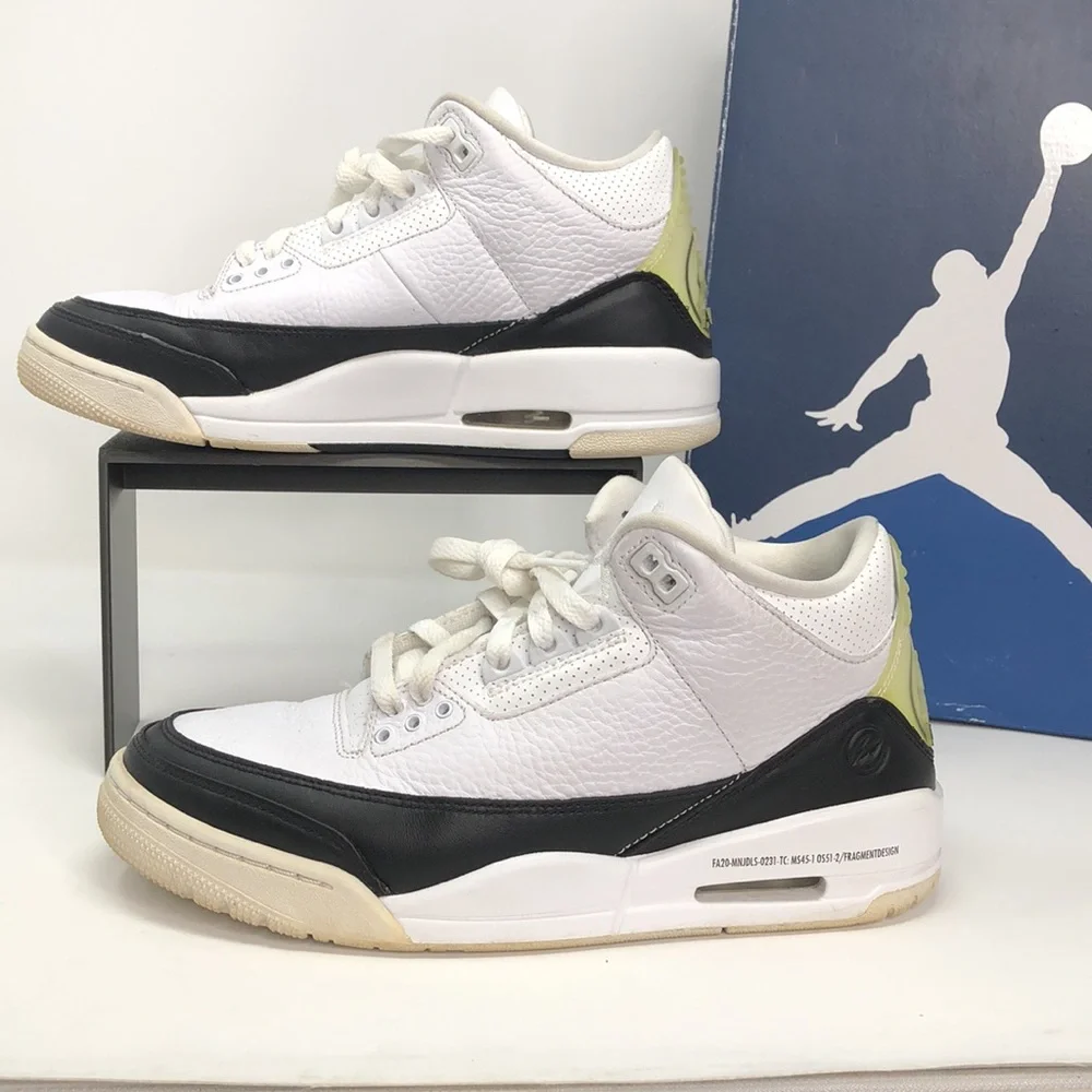 Air Jordan 3 Retro SP x Fragment Design Mid White DA3583-100 Shoes - Size 7.5